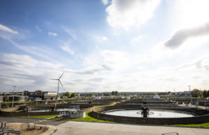 A view of a wastewater treatment plant