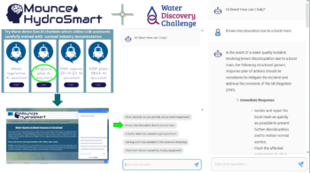 A screenshot of the ACQUIRE project's AI assistant for creating a response plan to a water quality incident.