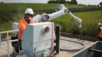 Printfrastructure - 3D printing robot at UU test facility, Weaverham, Cheshire (Credit - ChangeMaker 3D)